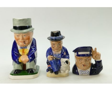 A collection of Churchill themed Toby Jugs to include limited edition Kevin Francis Little Winston, Copeland Spode Winston, a