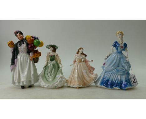 4 Figurines - Royal Worcester - Night at the opera (Glittering Occasions), Hannah & Juliette (from les Petites), together wit