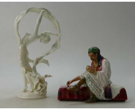 Reg Johnson - The Dice Thrower, hand painted  figure, together with Royal Worcester figure ' Spirit of the Dance ' a limited 