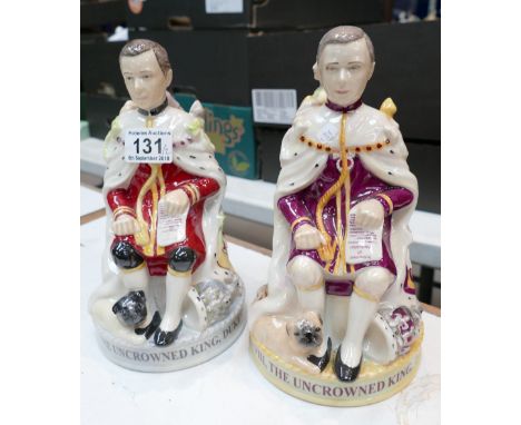 Peggy Davies limited edition ceramic figure of The Edward Wallace Jug in a red and pink colourway and a purple and yellow col