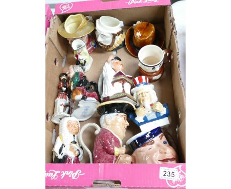 A mixed collection of ceramic items including novelty Kevin Francis Toby Jugs and character jugs etc.