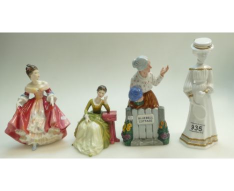Royal Doulton large character figure Thank You HN2732, Carolyn HN2974 , Southern Belle HN2229 and Spode Alexandra (4)