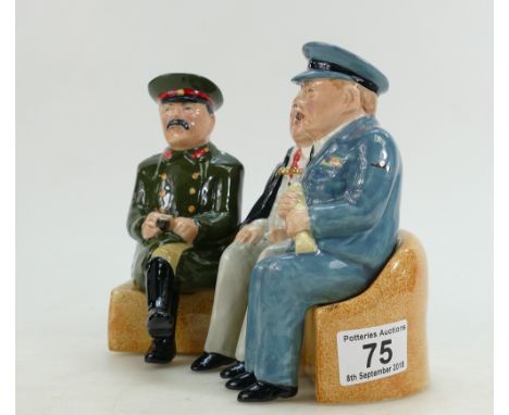 Unmarked ceramic figure of Churchill Roosevelt Stalin