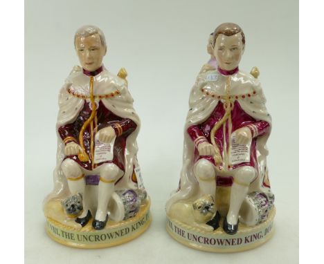 Peggy Davies limited edition ceramic figure of The Edward Wallace Jug in a red and pink colourway and a lighter red and pink 
