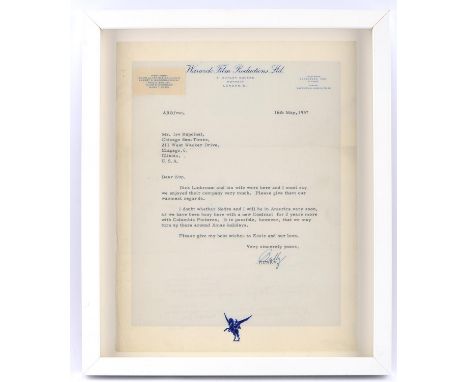James Bond Cubby Broccoli  Original Warwick Film Productions Ltd typed letter with hand written signature Cubby, to Irv Kupci