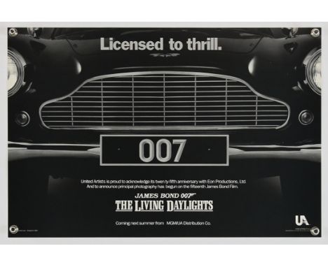 James Bond The Living Daylights (1987), UK Mini Advance 1986, 17.5 x 12 inches, flat, Principal Photography Announcement for 