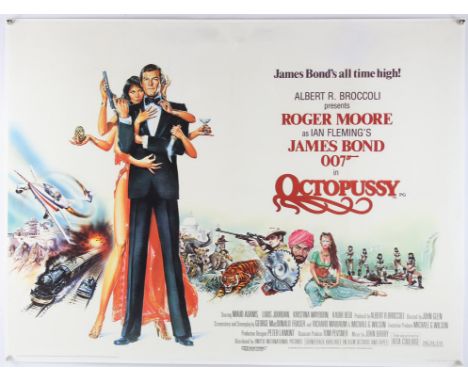 James Bond Octopussy (1983), British Quad, 40 x 30 inches, linen backed, flat, 40.5 x 30.5 inches on linen backing, printed b