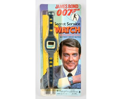 James Bond 007 - Secret Service watch with light up dial, Imperial Toy, 1984, carded. 