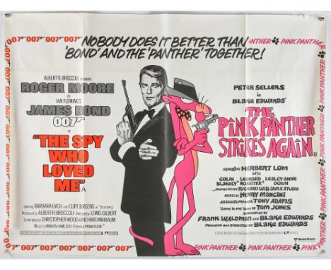 James Bond The Spy Who Loved Me (1977) / The Pink Panther Strikes Again (1976), British Quad, Double Bill, 40 x 30 inches, wa