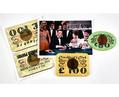 James Bond Thunderball (1965) - Original £100 + £50 Casino Plaques / chips from the 1960s, made by Bourgogne Et Grasset, simi