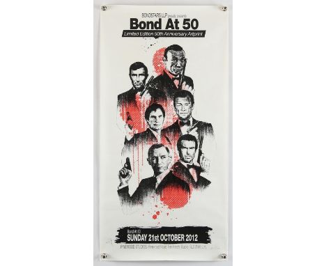James Bond at 50 (2012) Limited Edition 50th Anniversary Art Print, by Bondstars LLP, single sided, rolled, 12 x 20 inches; (
