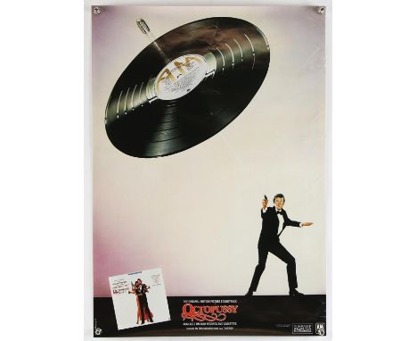 James Bond Octopussy (1981) Promotional poster for the Soundtrack of the film, featuring Bond shooting a 007 bullet and recor