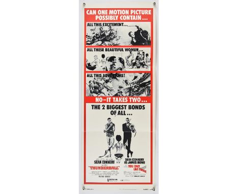 James Bond Thunderball (1965) / You Only Live Twice (1967), US Insert, Double Bill, 36 x 14 inches, folded, 1971 RR, NSS R71/