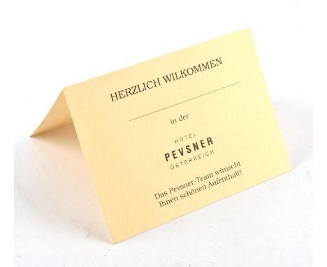 James Bond  Spectre (2015) - Prop Hotel Pevsner Table Card, with COA; (1)Condition Report:  CR:- In very good condition with 