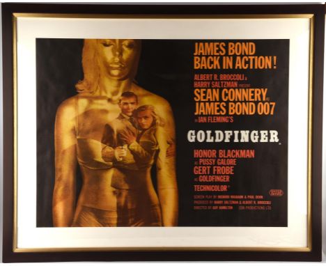 James Bond Goldfinger (1964) British Quad, 40 x 30 inches, mounted & framed, linen backed, 49 x 40 inches in frame, Robert Br