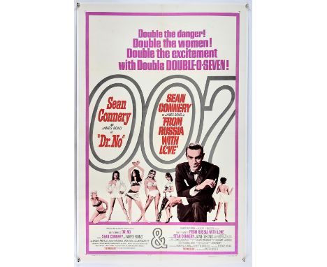 James Bond Dr.No (1962). From Russia With Love (1963), US 1 Sheet, Double Bill, 41 x 27 inches, linen backed, flat, 42 x 27.5