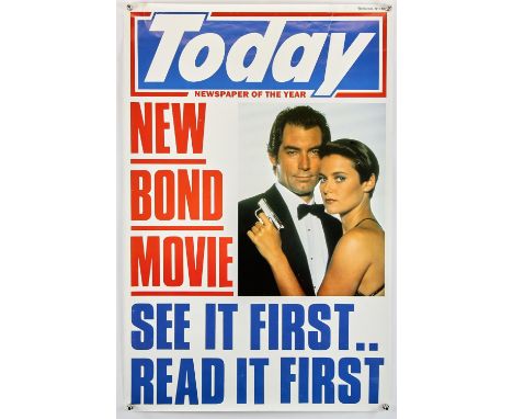 James Bond Licence to Kill (1989), British Newspaper Promo Headline, 30.5 x 20 inches, dated 12/6/89, rolled  Director John G