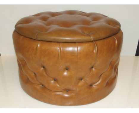 Good quality retro lidded leather pouffe 