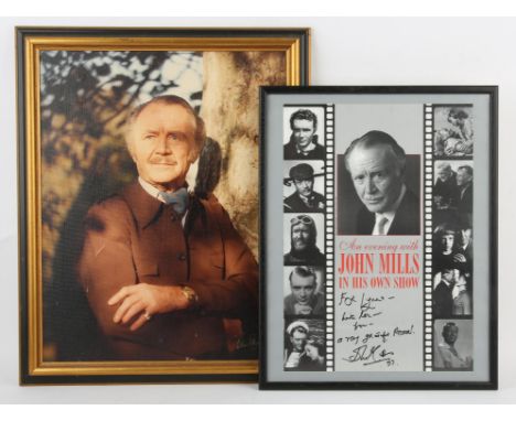 Sir John Mills (1908-2005) an oleograph photographic print on canvas by Edward St. Maur Photography -Signed by the photograph