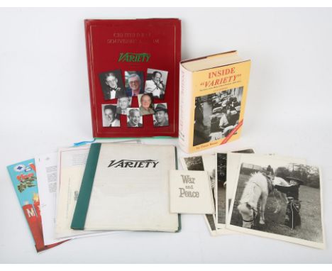 Variety: a pair of Signed hardback books, an Anniversary mug, publicity documents and other film related ephemera  includes, 