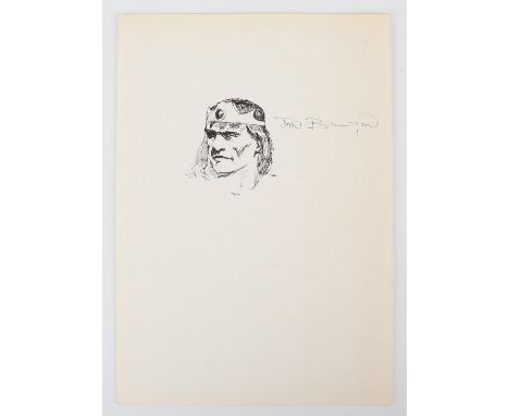 John Bolton (British, b. 1951-) Original Signed sketch  pen and ink on paper, Signed by the British comic book artist in ink,