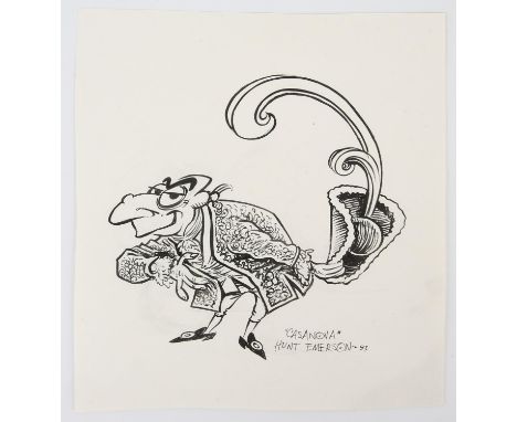Hunt Emerson (b. 1952 -) Casanova, Original Signed sketch  pen and ink on paper, Signed, titled, and dated 93 by the British 