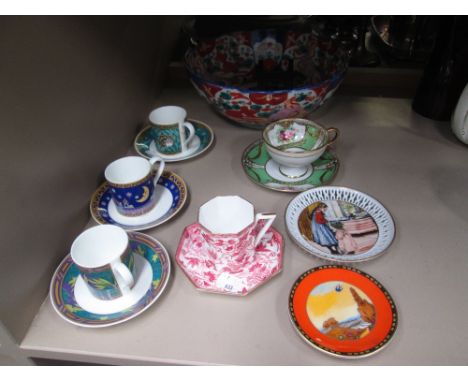 A selection of ceramics including Imari  scallop bowl, cabinet cups and saucers, Royal Worcester commemorative dish etc