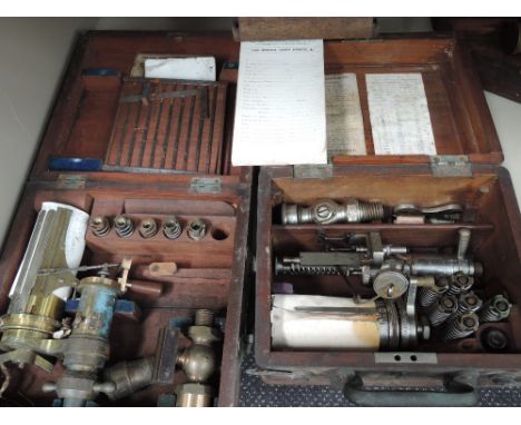 A vintage Richard's patent steam engine indicator in original fitted box and a Tabor steam pressure indicator