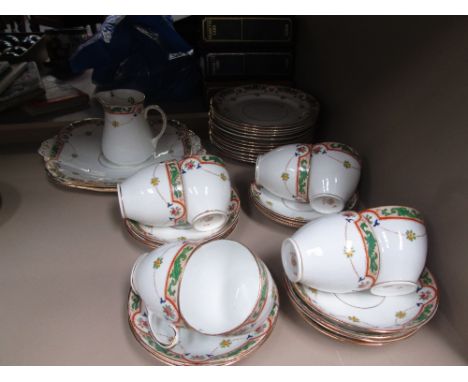 A late Victorian tea service in the Boronian pattern having foliate decoration