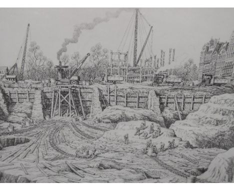 A Limited Edition re-print after Ian Strong, site of Devonshire House, a watercolour, S Hey, Conway, signed and a watercolour