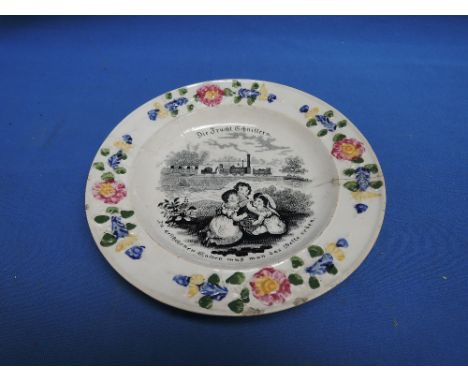 An early 19th century Wedgwood earthenware commemorative plate having pictorial transfer print for Stockton and Darlington Ra