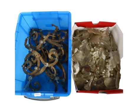 2 boxes of light fittings, including a quantity of large lustre drops 