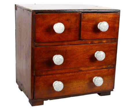 A modern table-top apothecary 4-drawer cabinet, with ceramic drawer knobs, H36cm 