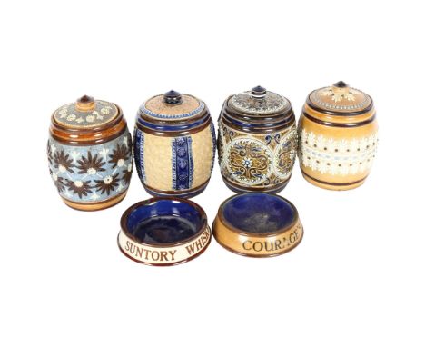 ROYAL DOULTON - a group of Royal Doulton tobacco jars, and ceramic ashtrays, largest H12cm (6) 