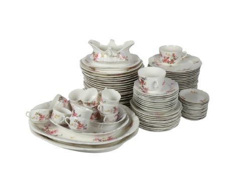 Extensive Rorstrand porcelain dinner service and matching coffee cups and saucers, including sauce boat, and graduated servin