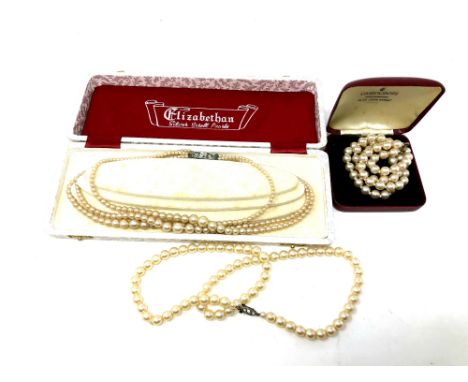 Three costume pearl necklaces 