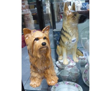 Two Beswick pottery figures of dogs, a Scotch terrier and a German shepherd. height of largest 35cm