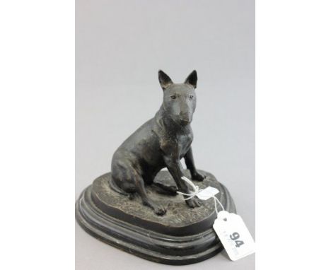 Bronze Figure of a Bull Terrier Dog signed Bayre