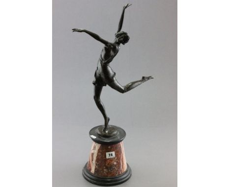 Bronze Art Deco Style Dancing Girl, signed B Zack with foundry mark