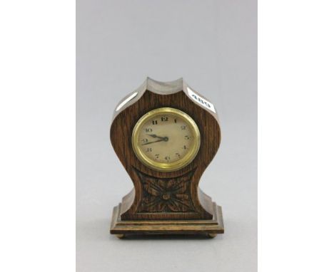 Early 20th century Oak Tulip Shaped Mantle Clock