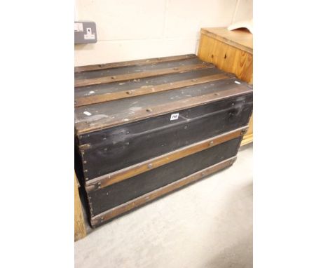 Victorian Wooden Bound Travelling Trunk