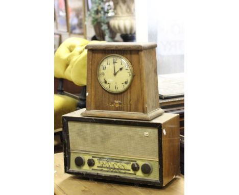 Oak Cased Mantle Clock and a PAM Radio