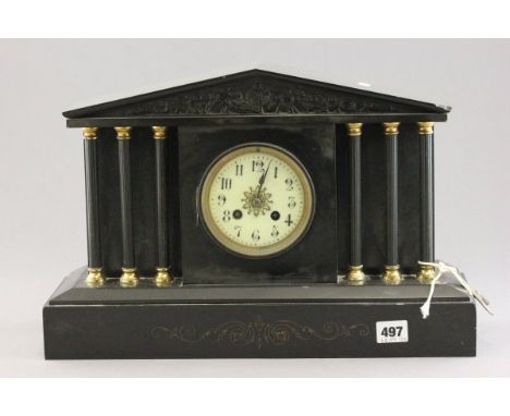 Victorian Black Slate Mantle Clock