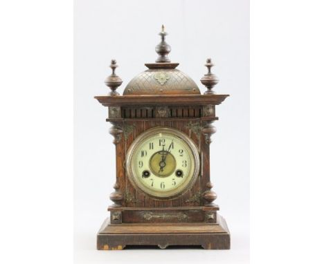 Late Victorian Oak Cased Mantle Clock
