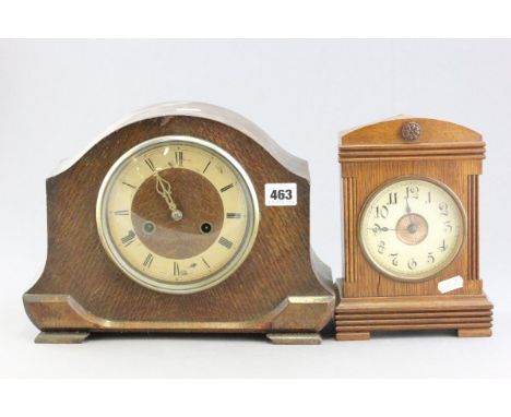 Early 20th century Oak Cased Mantle Clock and a 1940's Oak cased Mantle Clock