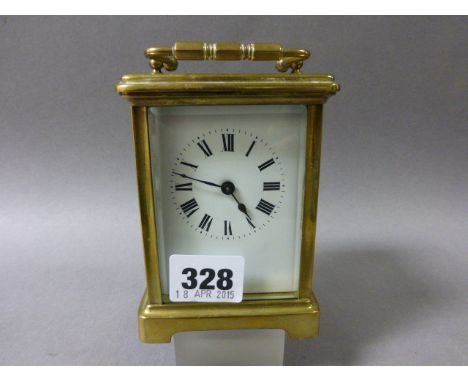 Gilt Brass Carriage Clock with White enamel face