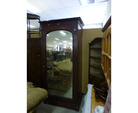 Victorian Mahogany Wardrobe with Single Mirrored Door