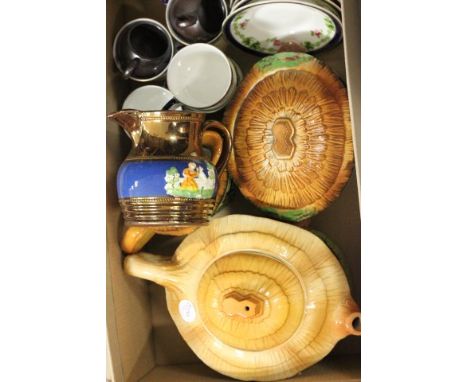 Burlington 'Devon Cobb' Cottageware Sugar Bowl and Milk Jug plus a Cottageware Teapot, Victorian Copper Lustre Jug and 5 Cres