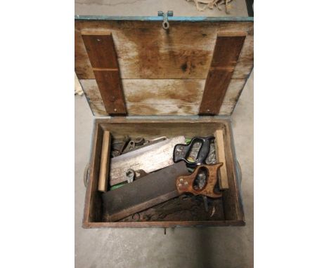Painted Toolbox with Various hand tools