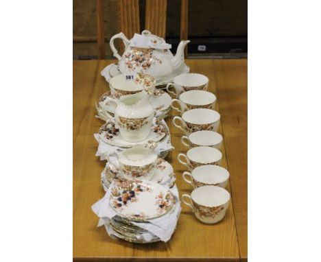 Edwardian Gilt, Blue & Red Patterned Part Tea Service